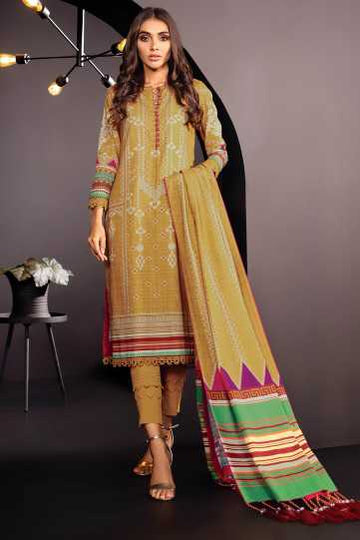 AlKaram Fw-371-20 Mustard Winter Collection 2020